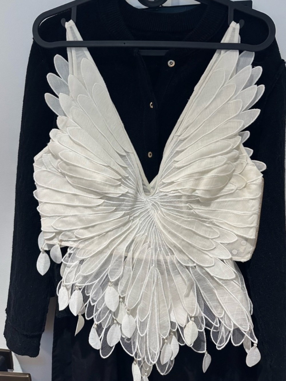 Zimmermann White Feather-Embellished V-Neck Camisole Zimmermann